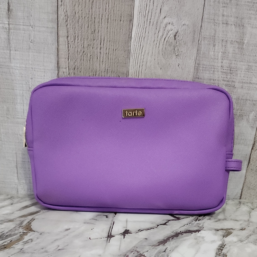 Tarte Cosmetics Purple Faux Leather Makeup Bag Pouch (Imperfections)
